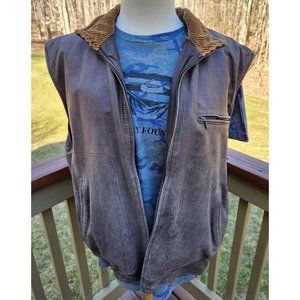 Wilsons M Julian Suede Leather Brown Vest Full Zip Vintage Men Extra Large Korea